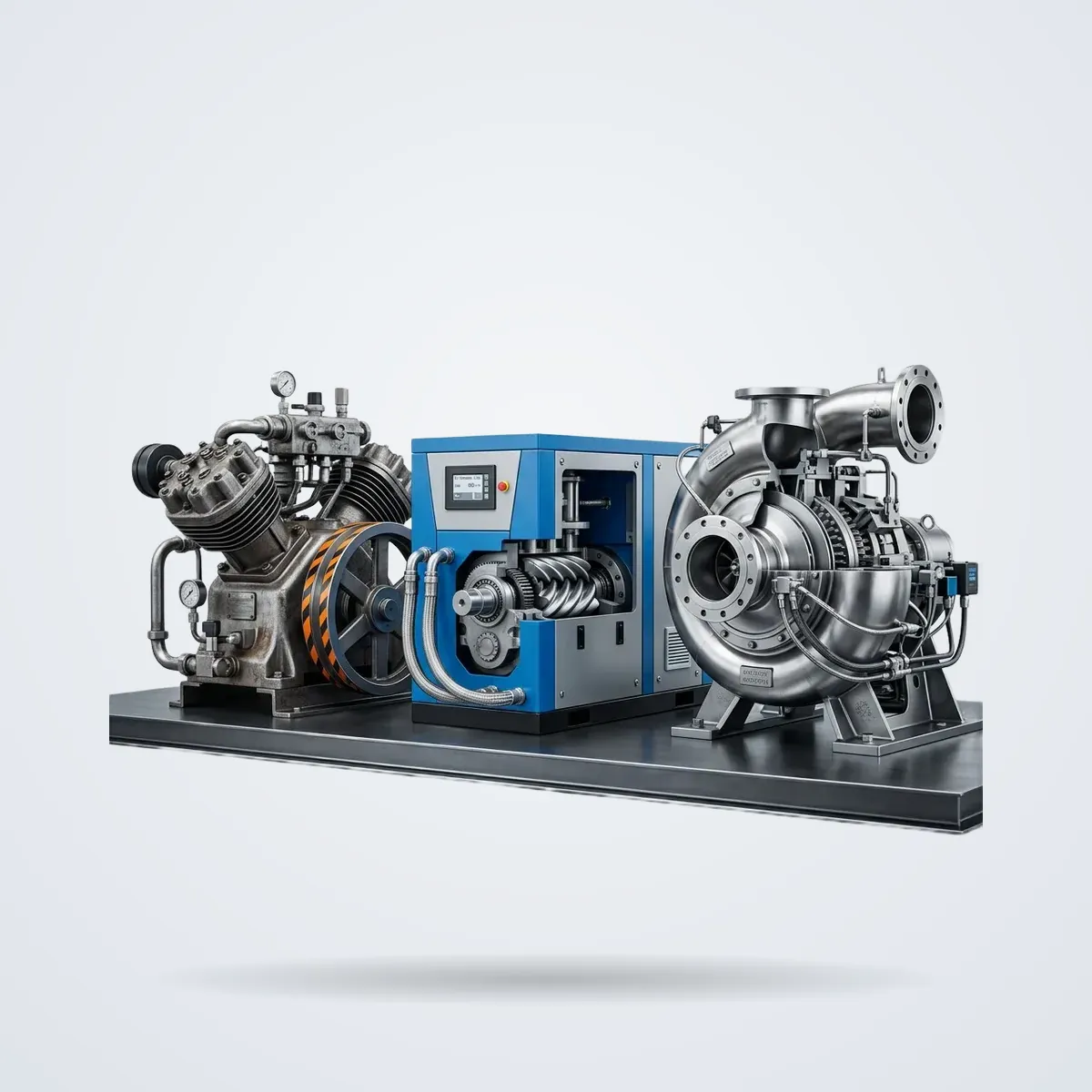 Refrigeration & Process Compressors: Reciprocating, screw and centrifugal compressors