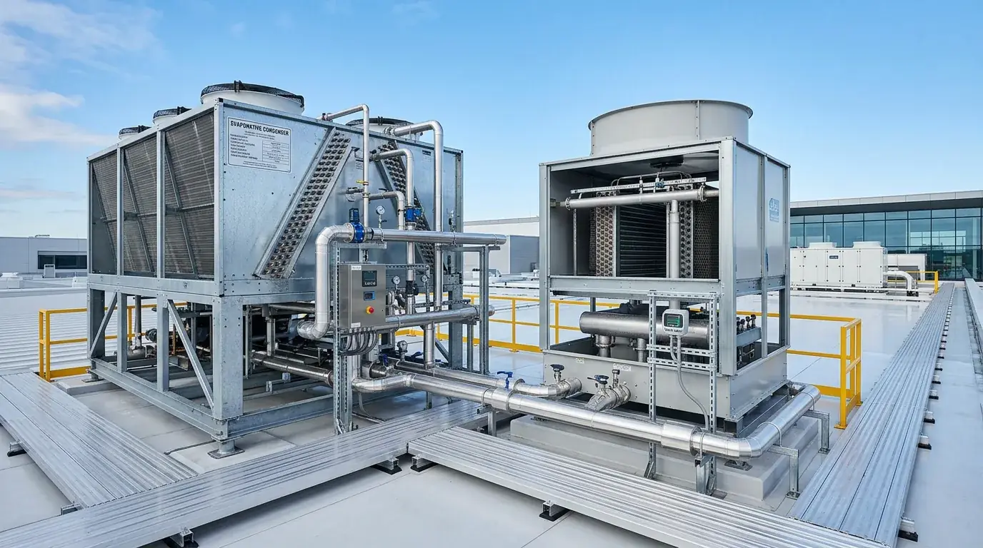 Rooftop condenser and closed-circuit tower