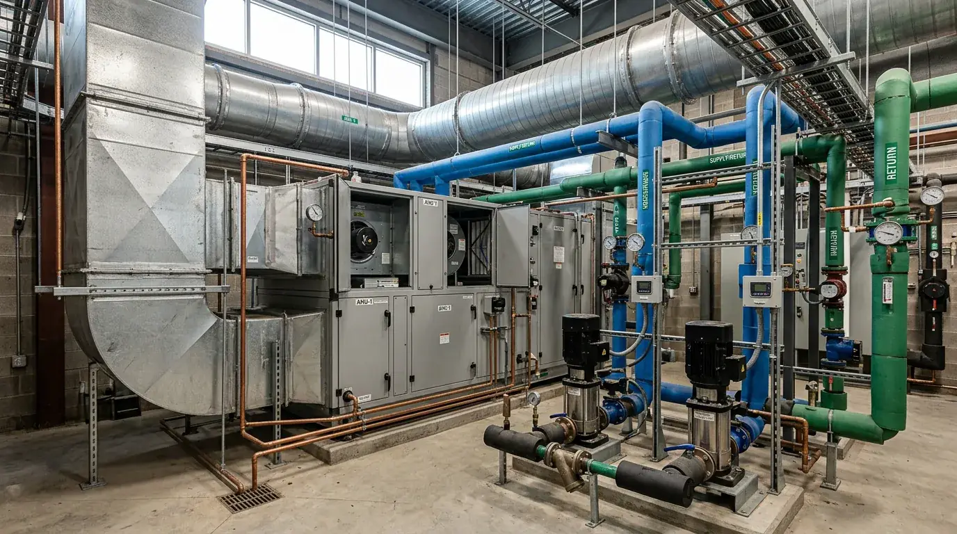 Ductwork over the pipe headers